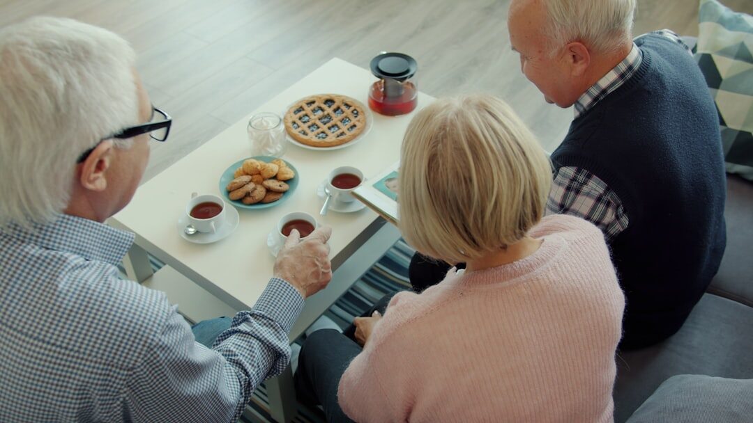 elderly sharing stories with family