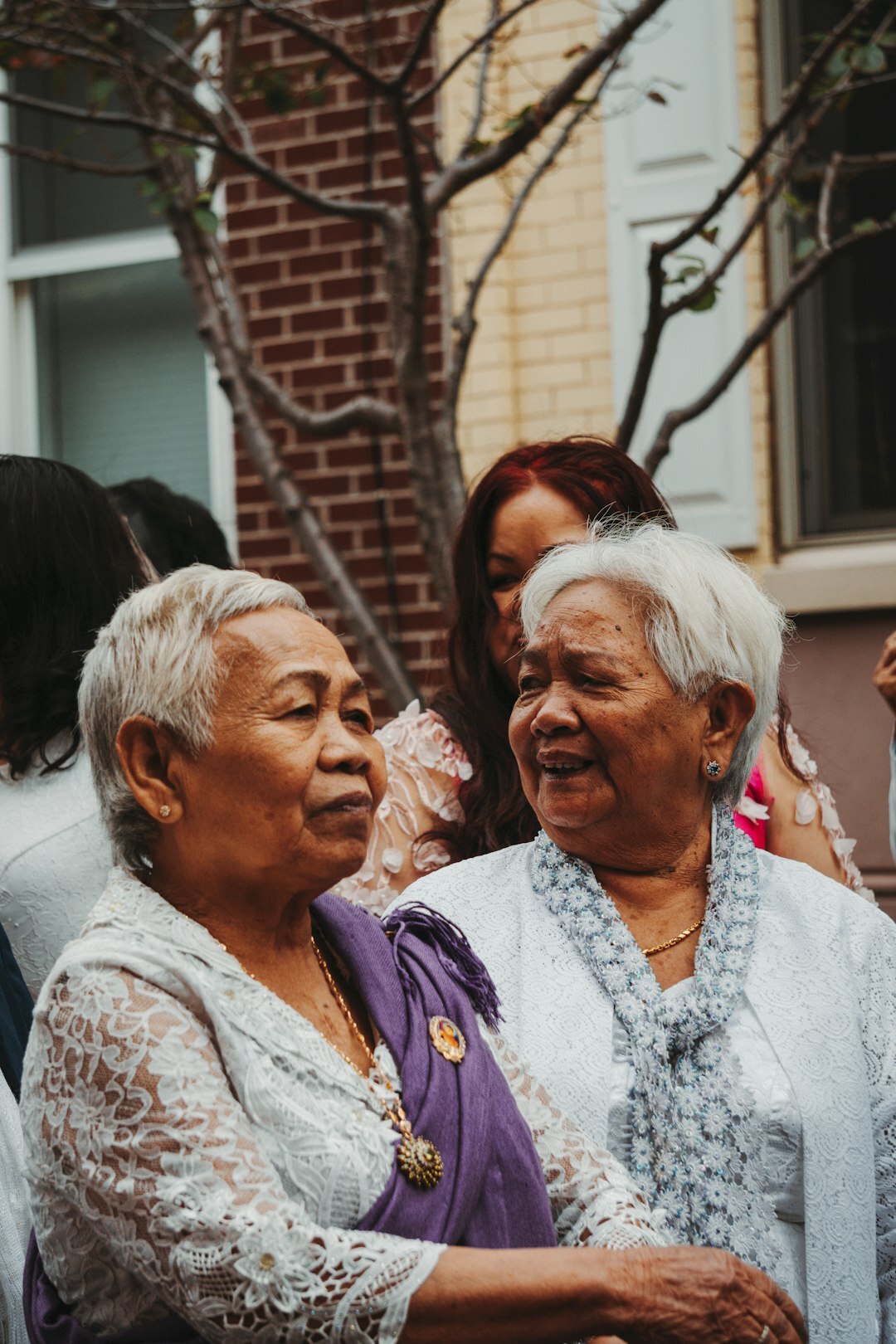 elderly sharing stories with family